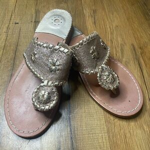 Jack Rogers Girls Miss Sparkle Leather Sparkle Sandals Champagne Size 4